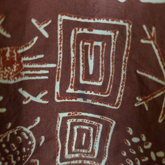 Vtg 1010 Design Silk Tunic Top Vest Pants Set Sz L Batik Print Lagenlook Brown - Picture 4 of 14